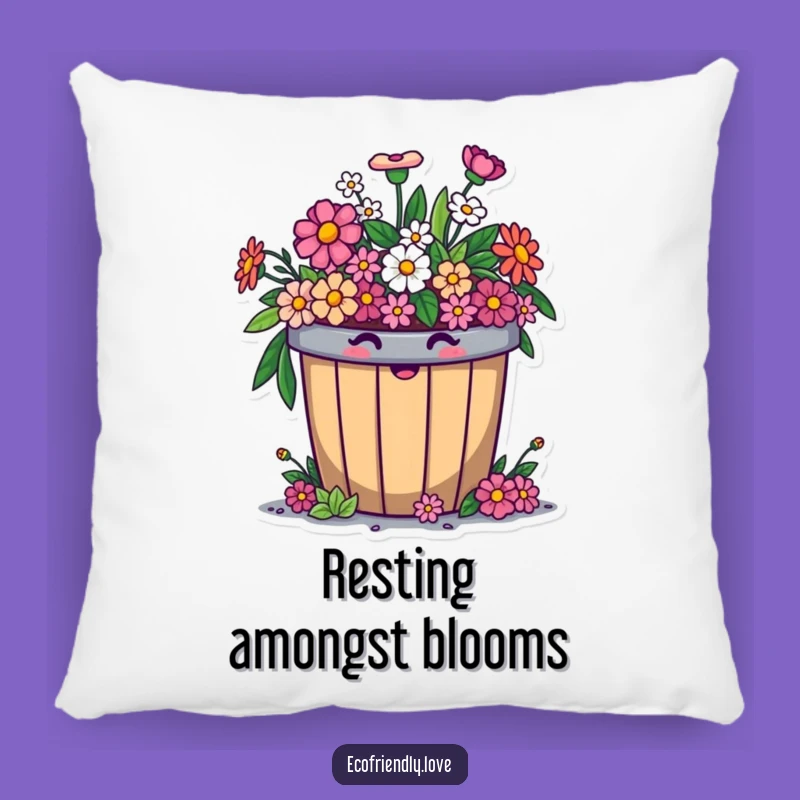 Funny Compost Bin Pillow: Cozy Bloom, Eco Humor, Perfect Funny Gift