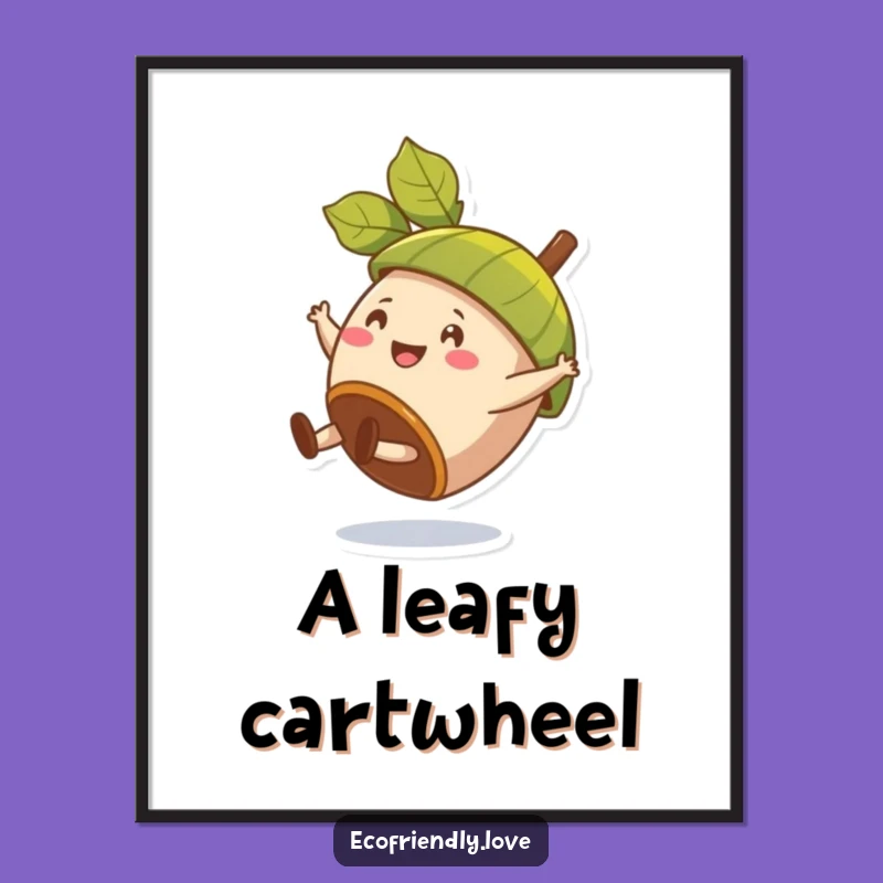 Funny Acorn Cartwheel Digital Art: Joyful & Hilarious Nutty Decor