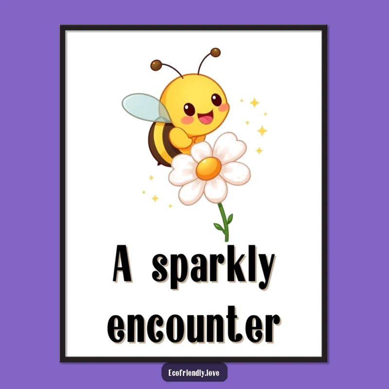 Funny Bee Sparkle Digital Art: Cheerful & Hilarious Floral Decor