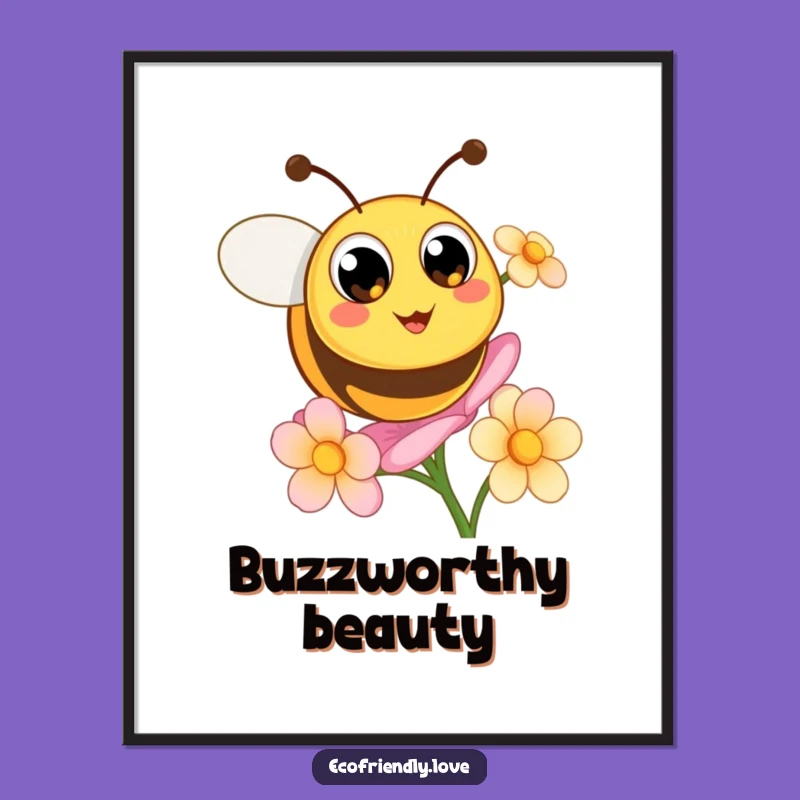 Funny Bee Flower Digital Art: Instant Sweet Wall Decor