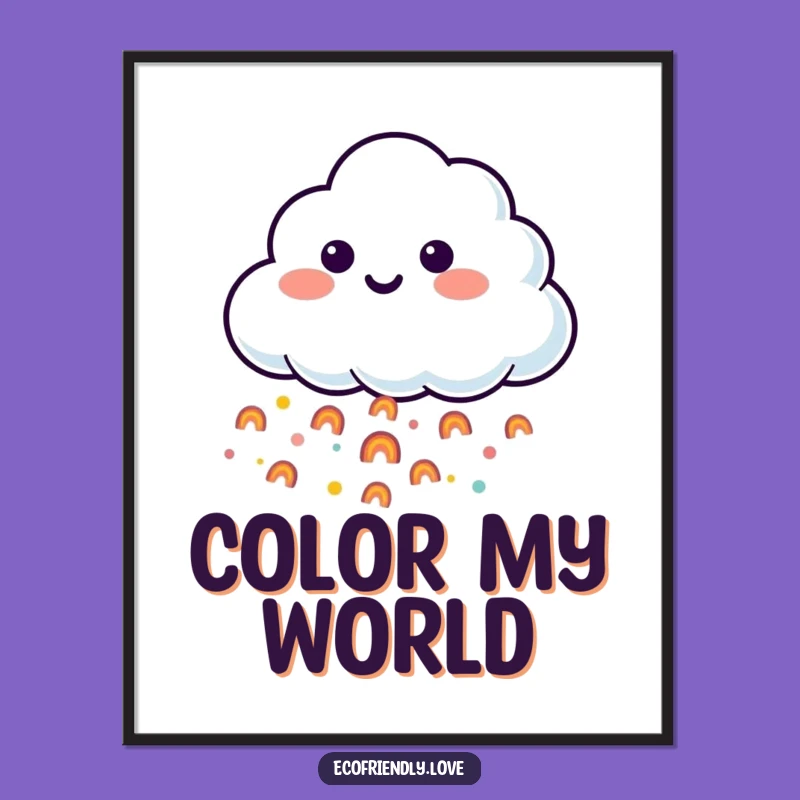 Funny Cloud Rainbow Digital Art Print - Instant Cheerful Decor Gift