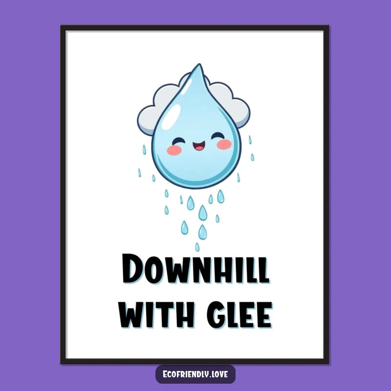 Funny Water Droplet Cloud Slide Digital Art - Instant Humorous Decor