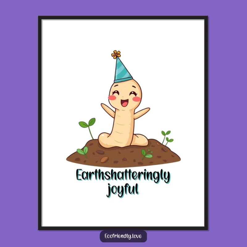 Funny Earthworm Party Digital Art: Instant Cheer for Your Festive Decor