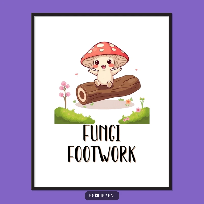 Funny Kawaii Mushroom Jig Digital Art - Woodland Whimsy!