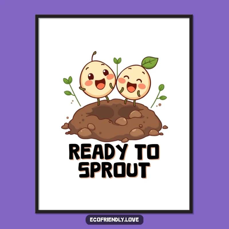 Funny Bouncing Seeds Digital Art: Giggling Pair Soil Print Funny Gift