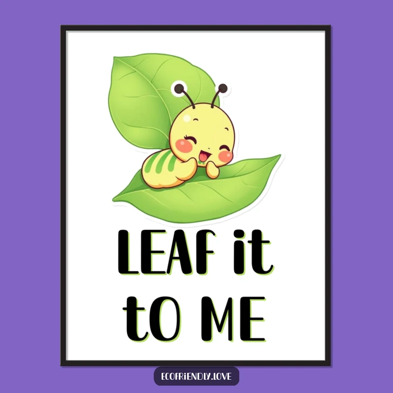 Funny Caterpillar Digital Art: Giddy Munching Character Joy