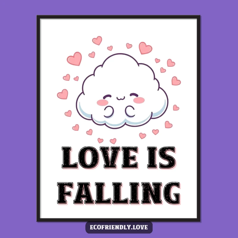 Funny Cloud Hearts Digital Art: Love Rain, Instant Charm, Perfect Gift!