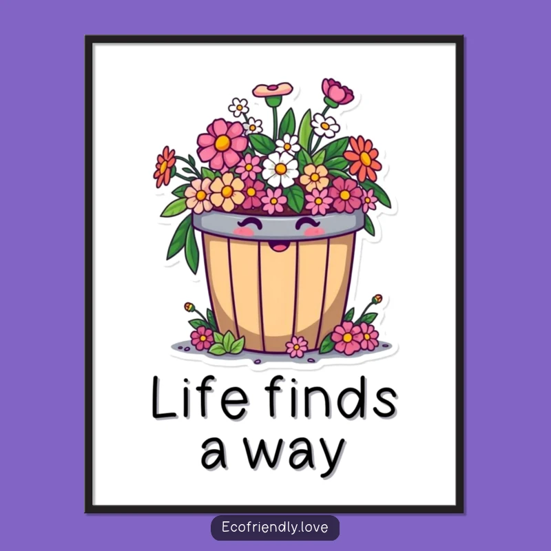 Funny Compost Bin Digital Print: Blooming Art, Eco Humor, Perfect Funny Gift