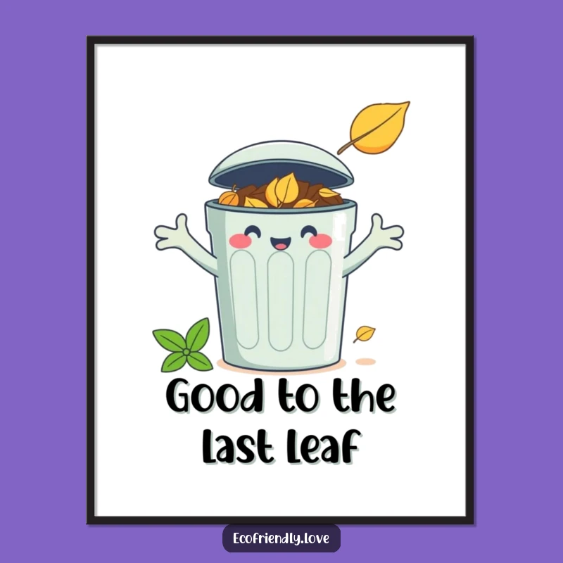 Funny Compost Bin Leaf Digital Art: Instant Eco-Cheer for Your Walls
