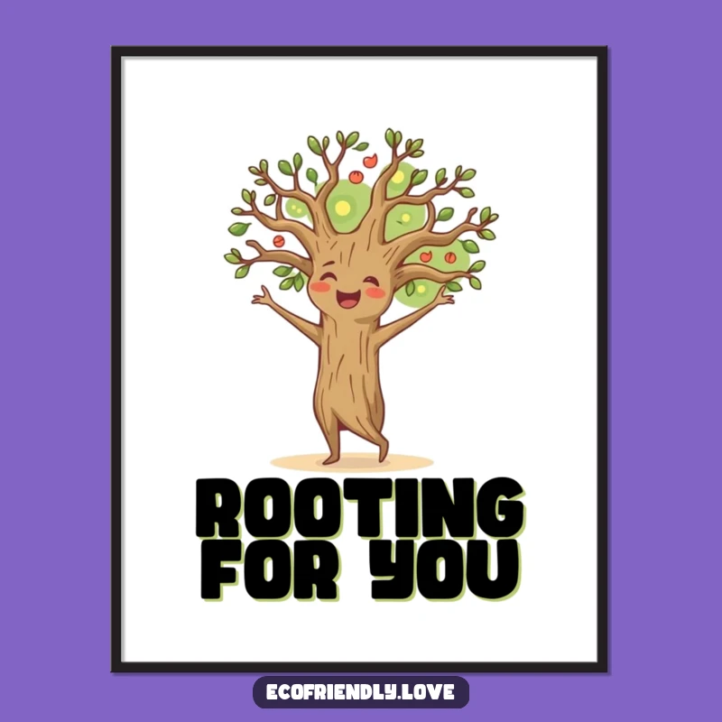 Funny Happy Tree Digital Art: Printable Dancing Nature Decor, Instant Joyful Gift