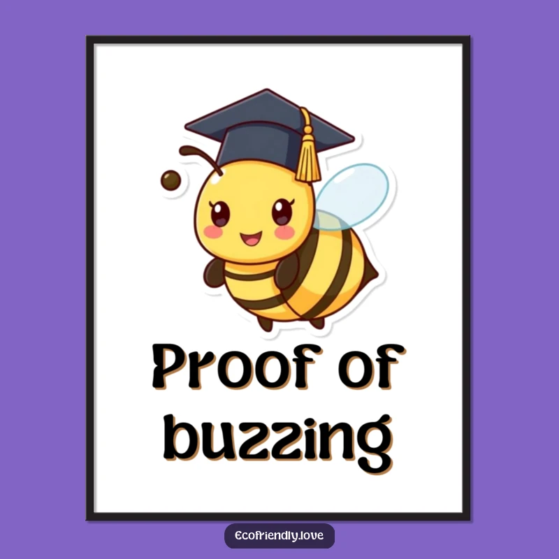 Funny Kawaii Bee Graduation Digital Art - Buzz Into Your Decor!