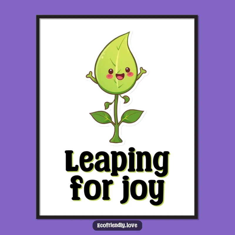 Funny Leaf Digital Art: Joyful Leap for Instant Natural Vibes