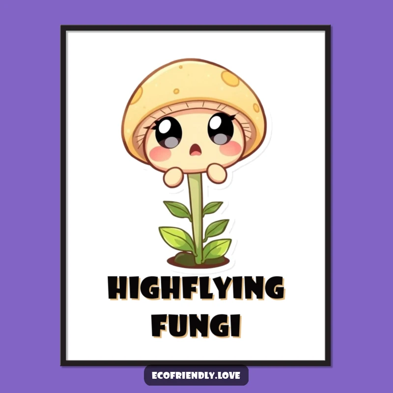 Funny Mushroom Leaping Sprout Digital Art: Instant Surprise Wall Decor