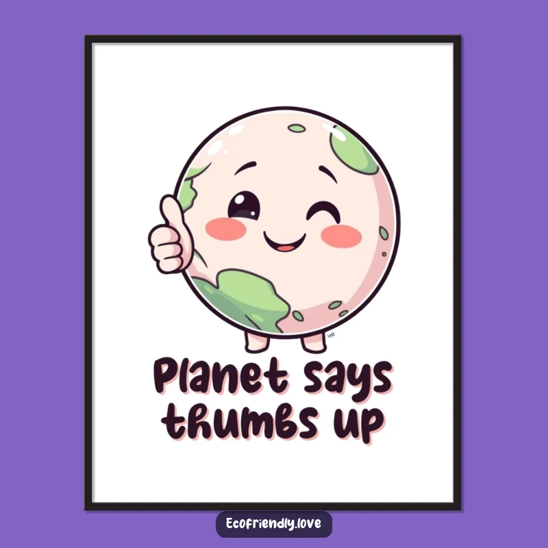 Funny Planet Thumbs Up Digital Art: Instant smiles for Your Walls