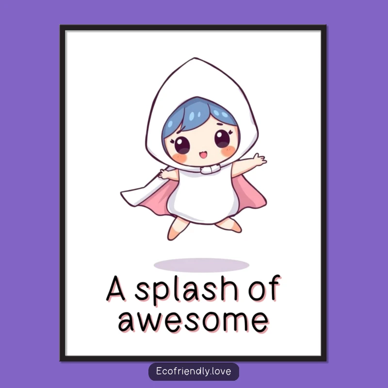 Funny Raindrop Digital Print: Playful Leaping Character Art, Instant Hilarious Gift