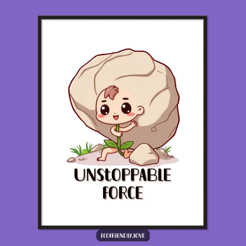 Funny Seedling Boulder Digital Print: Motivational Art for Instant Inspiration