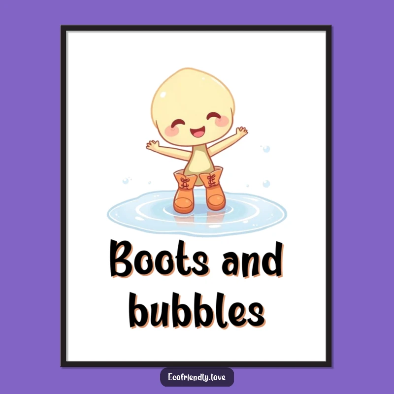 Funny Sprout Boots Digital Art: Dancing Puddle Print Funny Gift