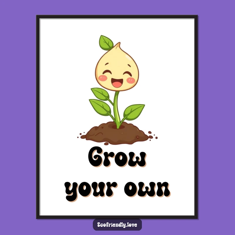 Funny Sprout Digital Print: Joyful Gardener Artwork, Instant Download, Unique Funny Gift