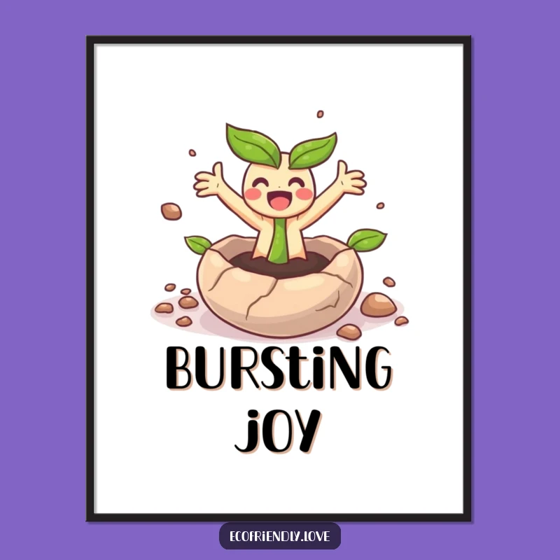 Funny Sprout Surprise Digital Art: Whimsical Growing Character Download for Decor & Gifts