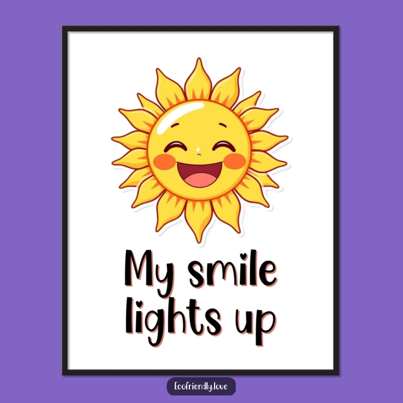 Funny Sun Character Grin Digital Art - Instant Radiant Decor Download