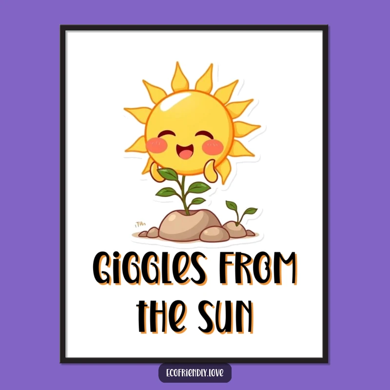 Funny Sun Plant Light Digital Art: Instant Sunshine for Your Walls