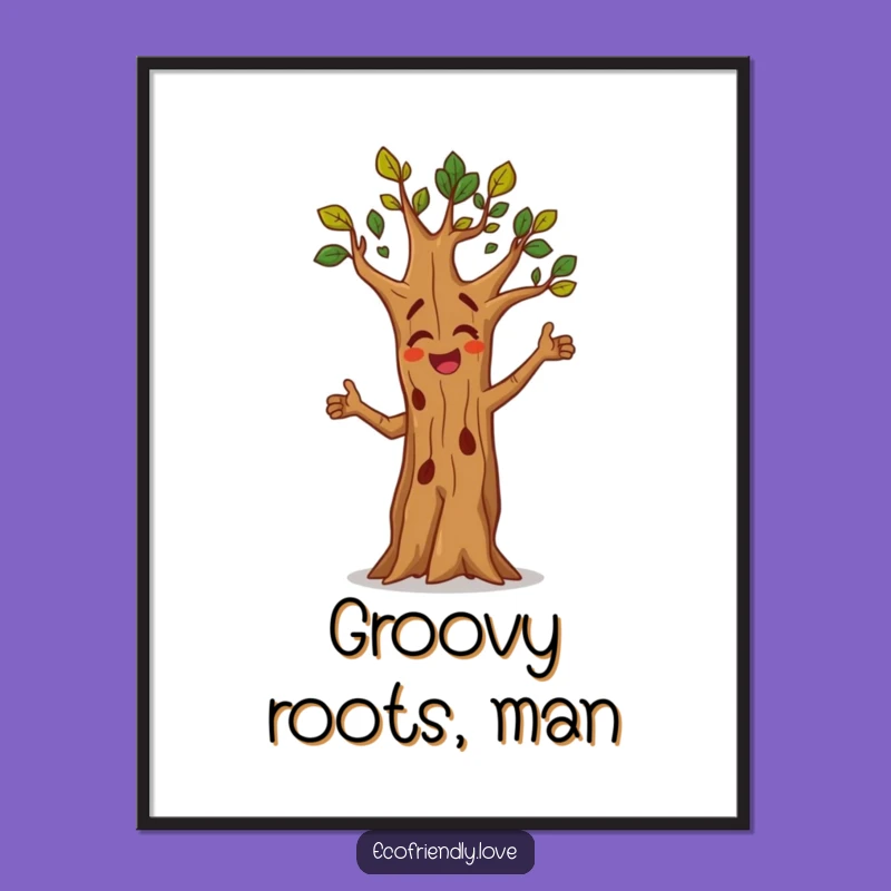 Funny Tree Digital Art: Dancing Character, Instant Energy, Perfect Gift!