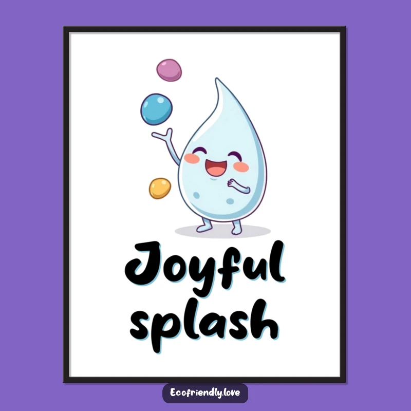 Funny Water Droplet Digital Art: Whimsical Joyful Juggling Character Download & Gifts