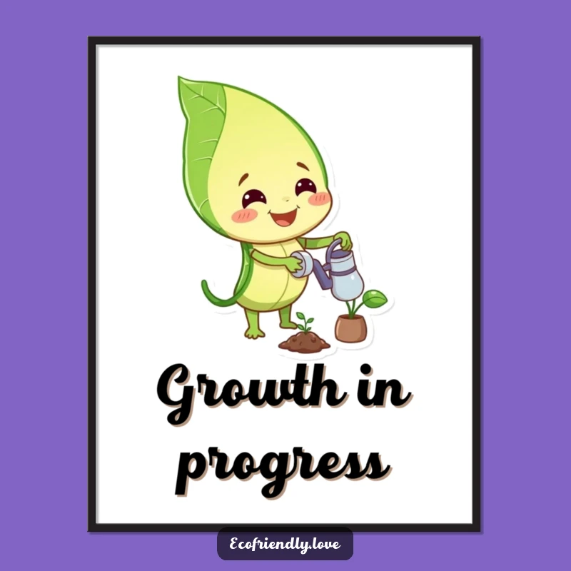 Funny Leaf Digital Print: Happy Gardener Art, Instant Download, Unique Funny Gift