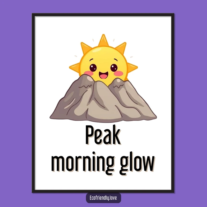 Funny Sun Digital Print: Mountain Vista Art, Instant Download, Unique Funny Gift