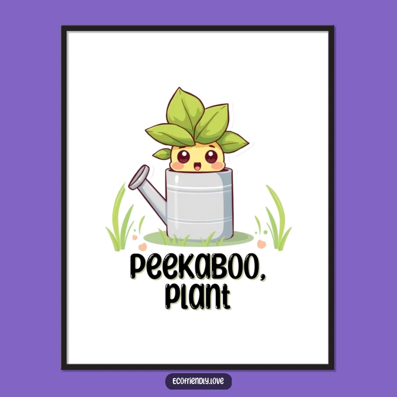 Funny Sprout Watering Can Digital Art: Instant Garden Whimsy