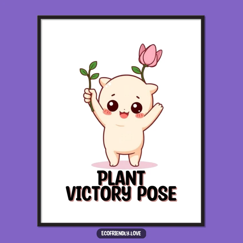 Funny Kawaii Plant Hero Digital Art - Green Thumb Humor!