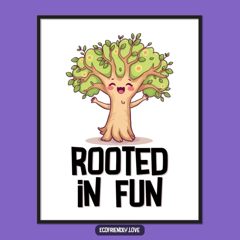 Funny Dancing Tree Digital Print: Joyful Nature Character Wall Art, Instant Comical Gift