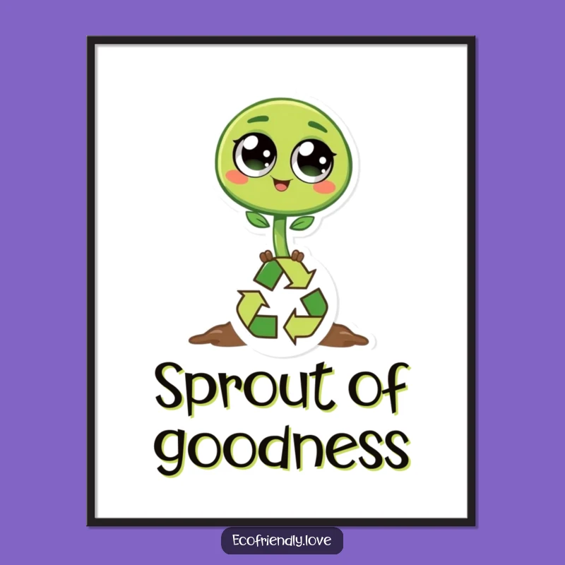 Funny Sprout Recycling Digital Art: Eco-Conscious Decor for Your Walls