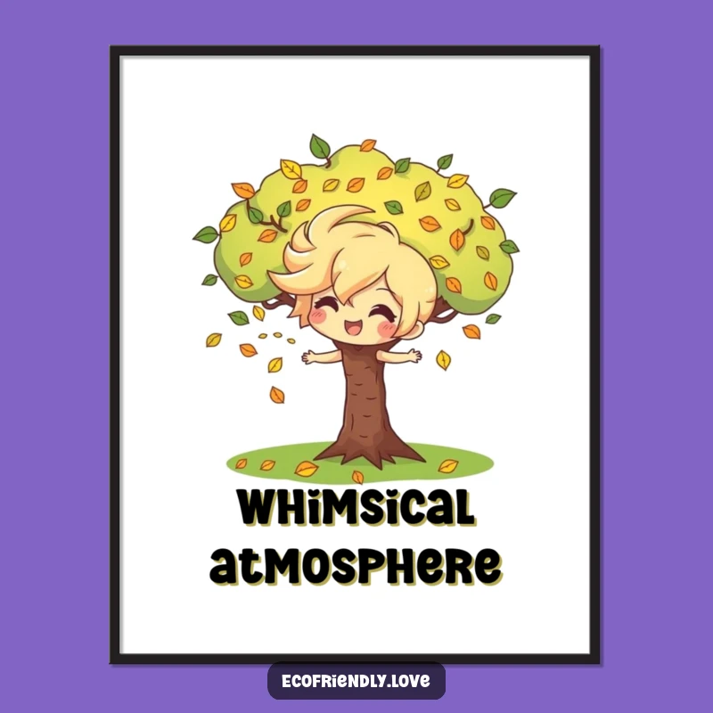 Funny Wind Character Tree Digital Art: Instant Autumn Charm