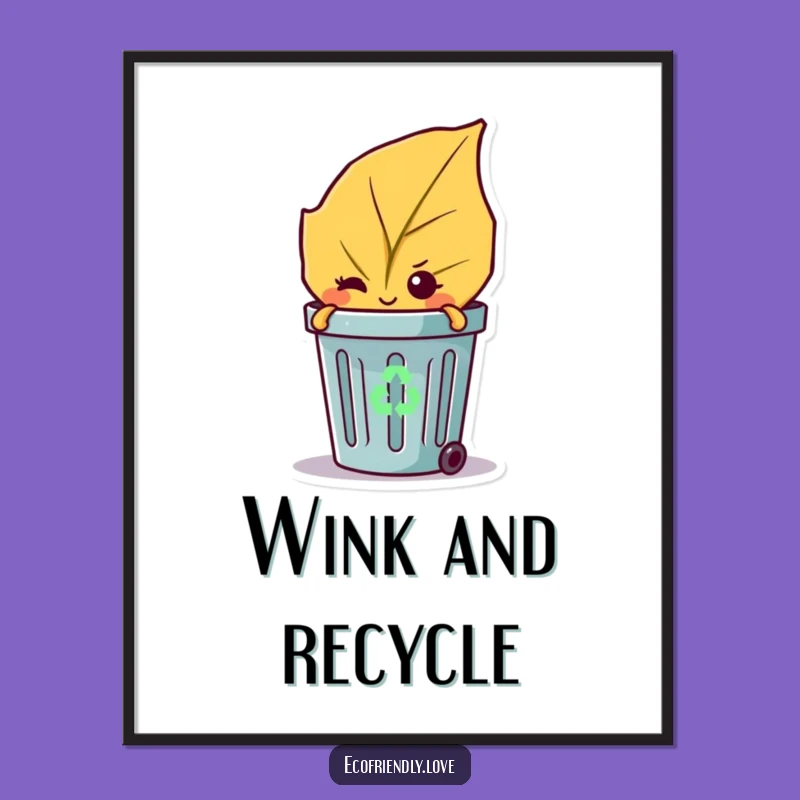 Funny Leaf Wink Digital Art: Whimsical Mischievous Eco Character Download & Gifts