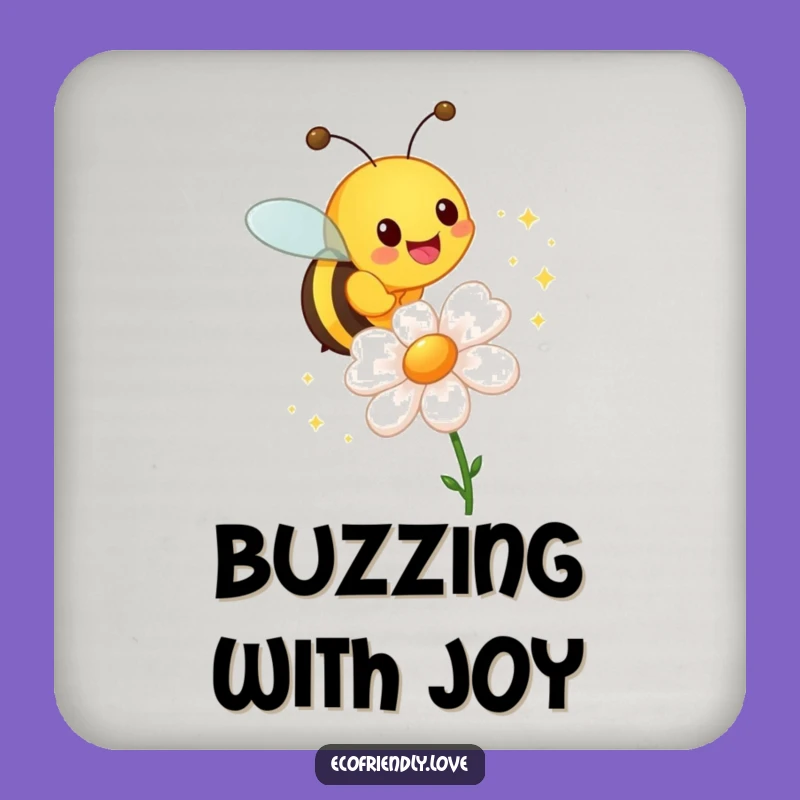 Funny Bee Sparkle Drink Coaster: Cheerful & Hilarious Floral Protector