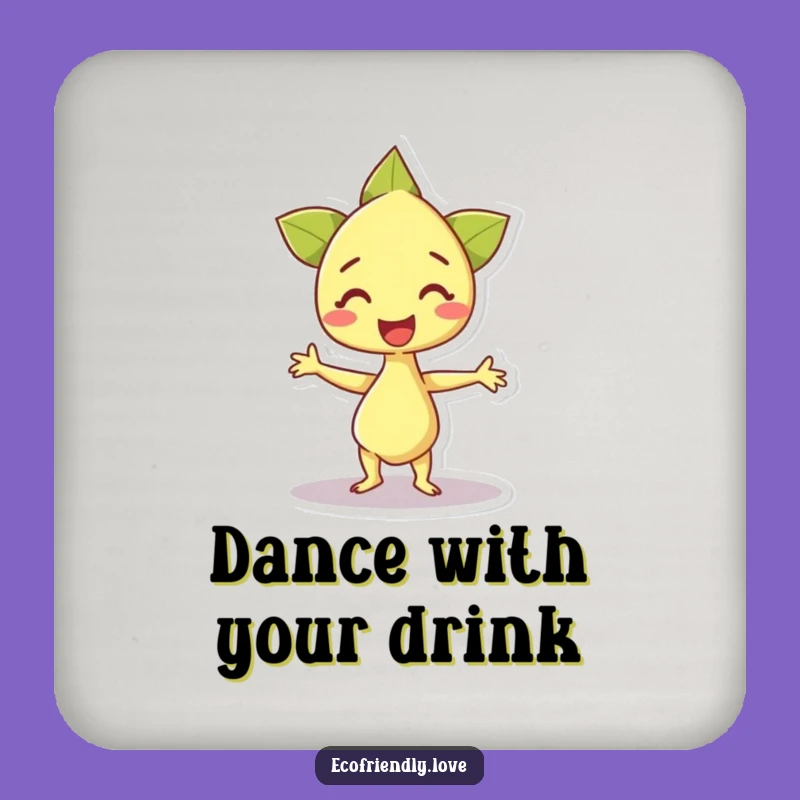 Funny Happy Sprout Dance Drink Coaster: Protect Surfaces with Joy