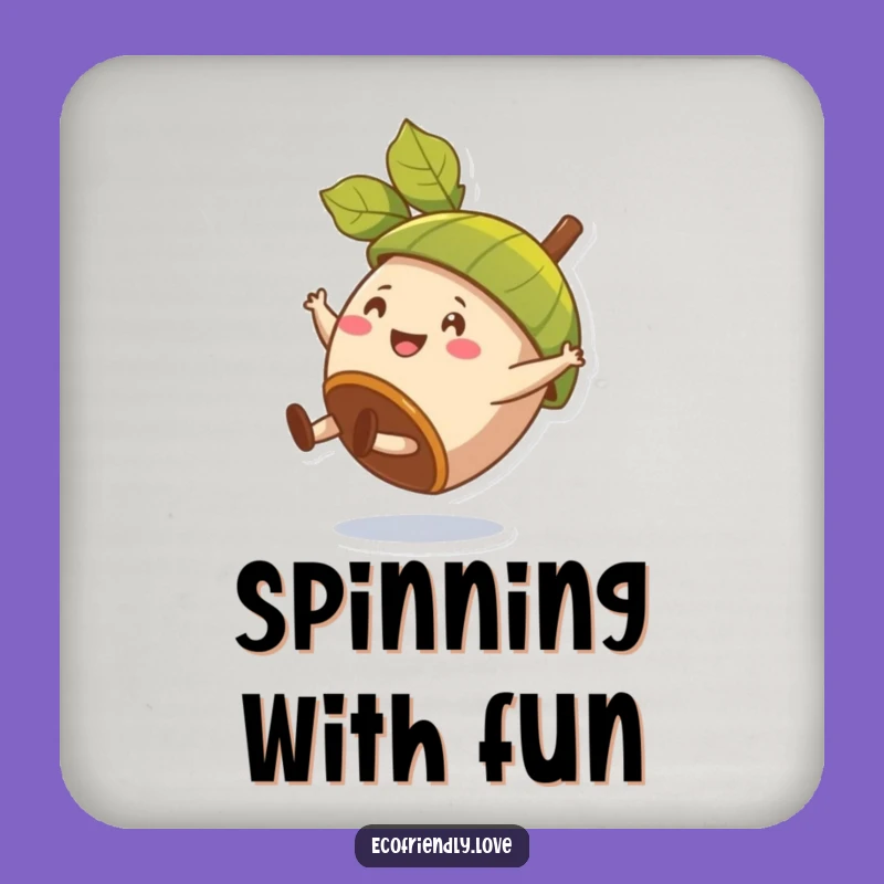 Funny Acorn Cartwheel Drink Coaster: Joyful & Hilarious Nutty Protector