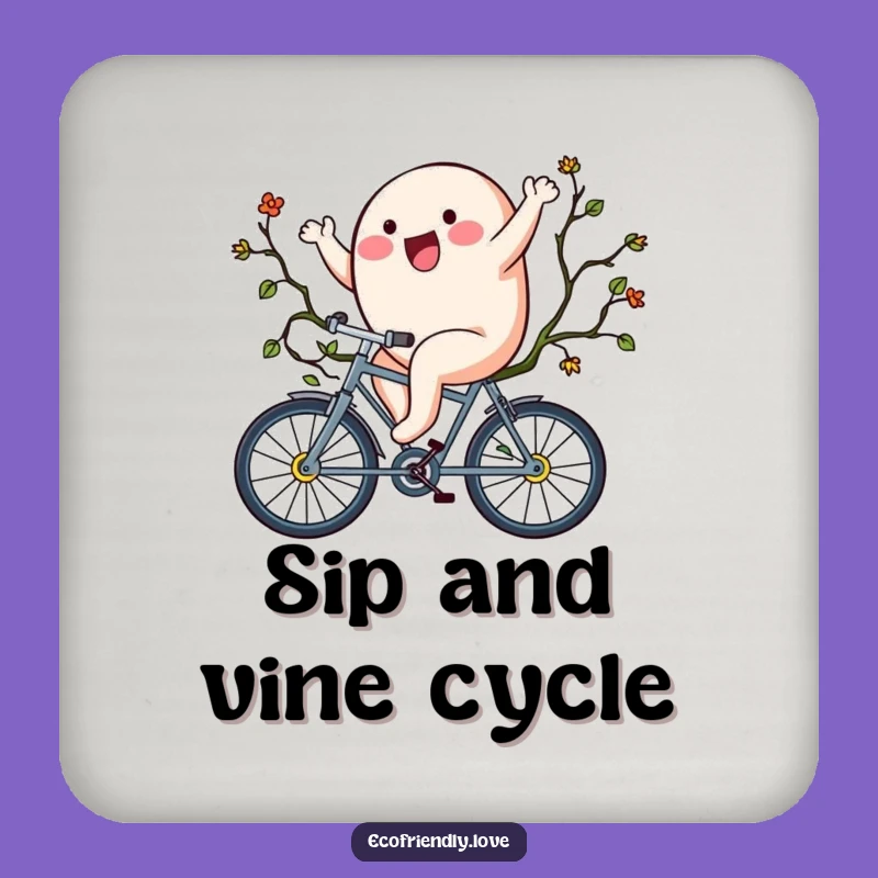 Funny Blob Riding Vine Bicycle Drink Coaster: Protect Surfaces with Whimsy