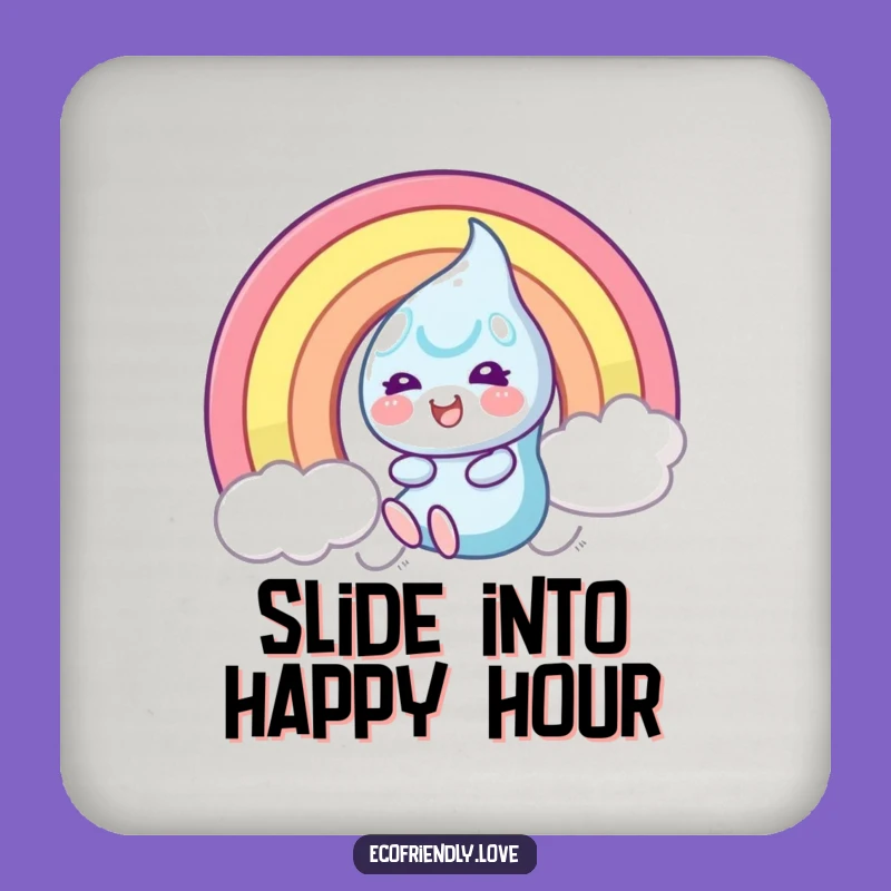 Funny Dewdrop Rainbow Slide Coaster: Protect Surfaces with Cheerful, Happy Style