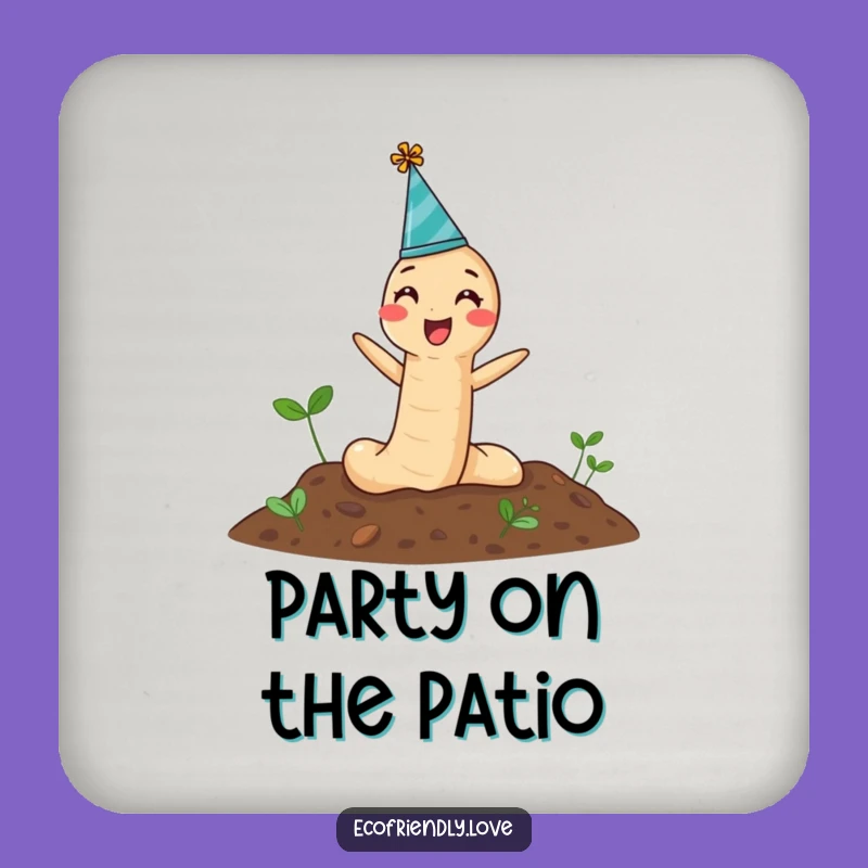 Funny Earthworm Party Coaster: Protect Surfaces with Hilarious, Cheerful Style