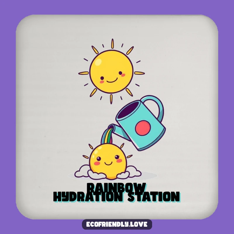 Funny Kawaii Watering Can Coaster - Protect Surfaces with Rainbows