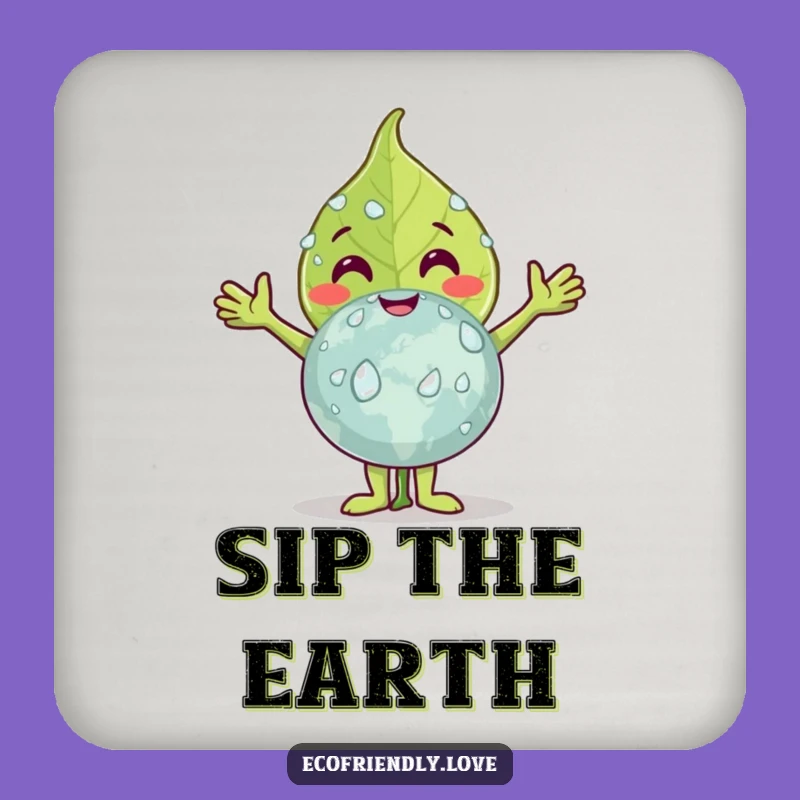 Funny Leaf Hugging Earth Drink Coaster: Protect Surfaces with Nature's Touch
