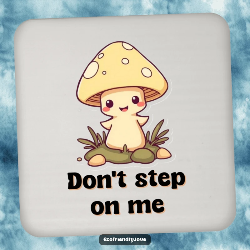 Funny Mushroom Coasters with a mischievous character popping up from the ground, adding a playful and protective touch.