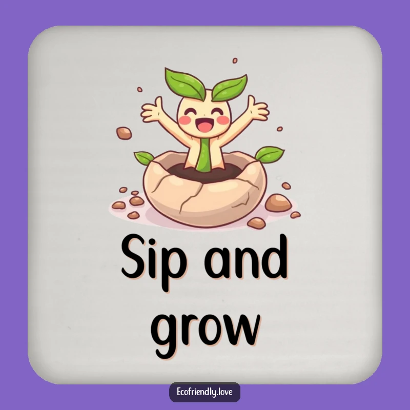 Funny Sprout Surprise Coaster: Cute Growing Character Drink Protection & Gifts