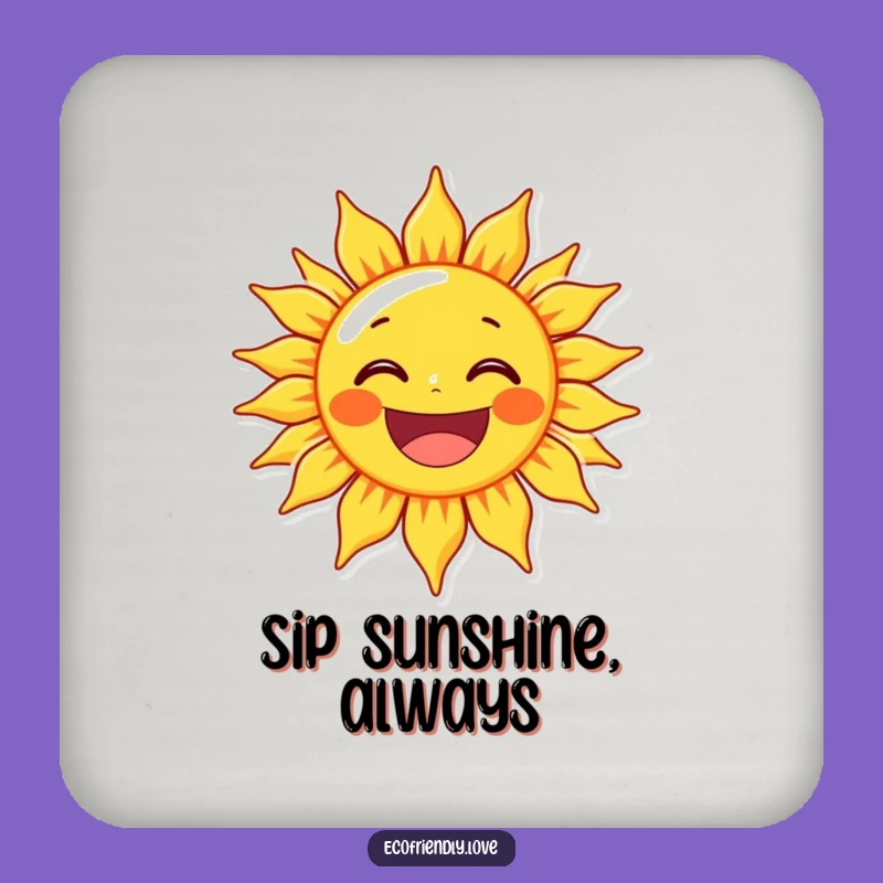 Funny Sun Character Grin Coaster - Protect Surfaces with Sunny Humor