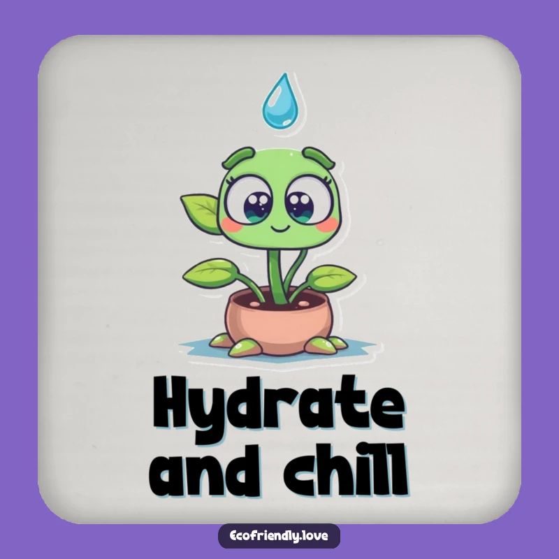 Funny Seedling Coaster: Wide-Eyed Plant Character Drink Protector, Comical Home Gift