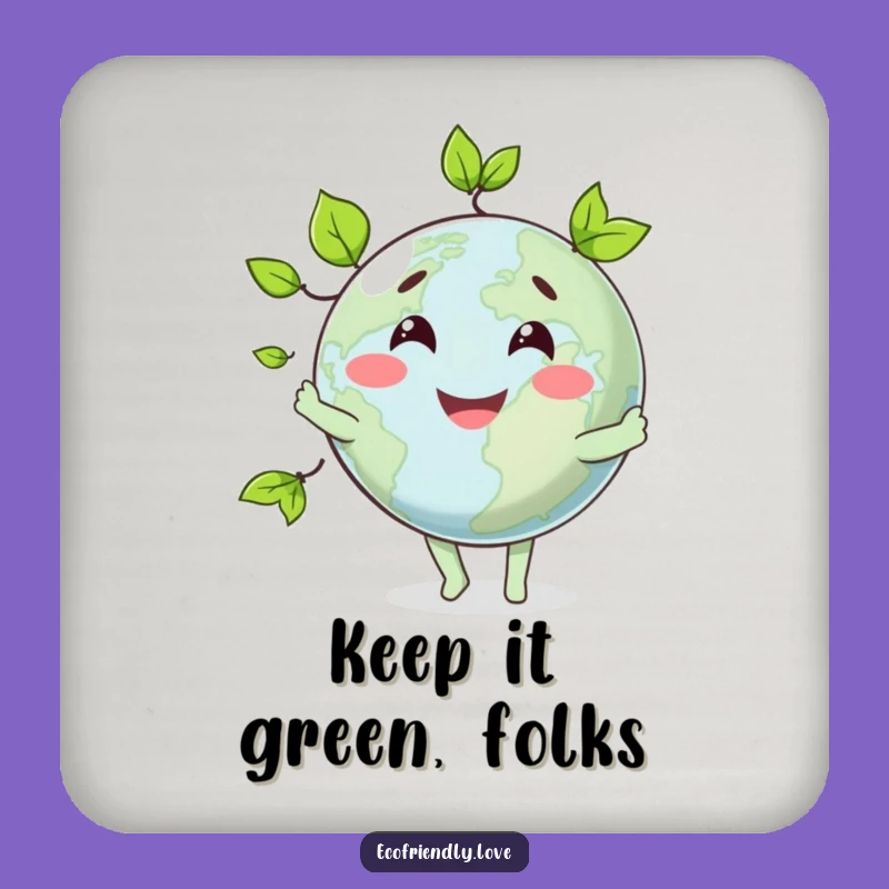 Funny Globe Juggling Leaves Drink Coaster: Protect Surfaces with Humor