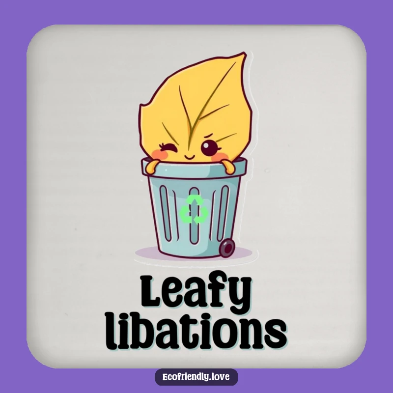 Funny Leaf Wink Coaster: Mischievous Eco Character Drink Protection & Gifts