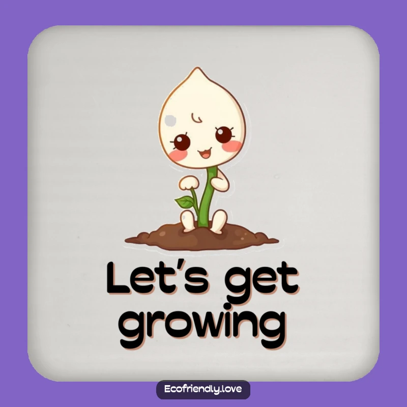 Funny Kawaii Sprout Planting Seed Drink Coaster: Protect Surfaces with Cuteness